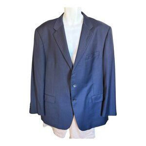Hickey Freeman Pin Stripe 2 Button Suit Jacket~Size Tag Missing~Navy Blue L15 06